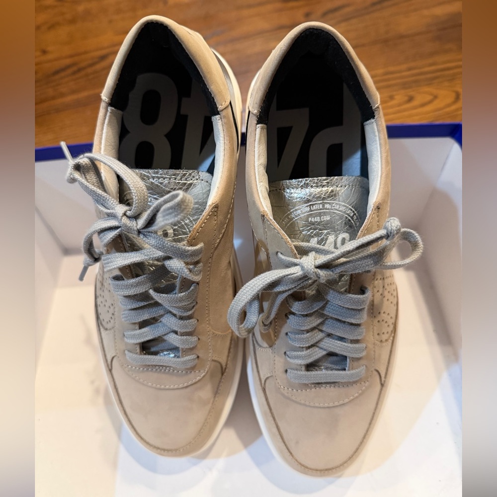 P448 EMPIRE - Neutral Beige Platform Sneakers EU Size 37 - Picture 5 of 15